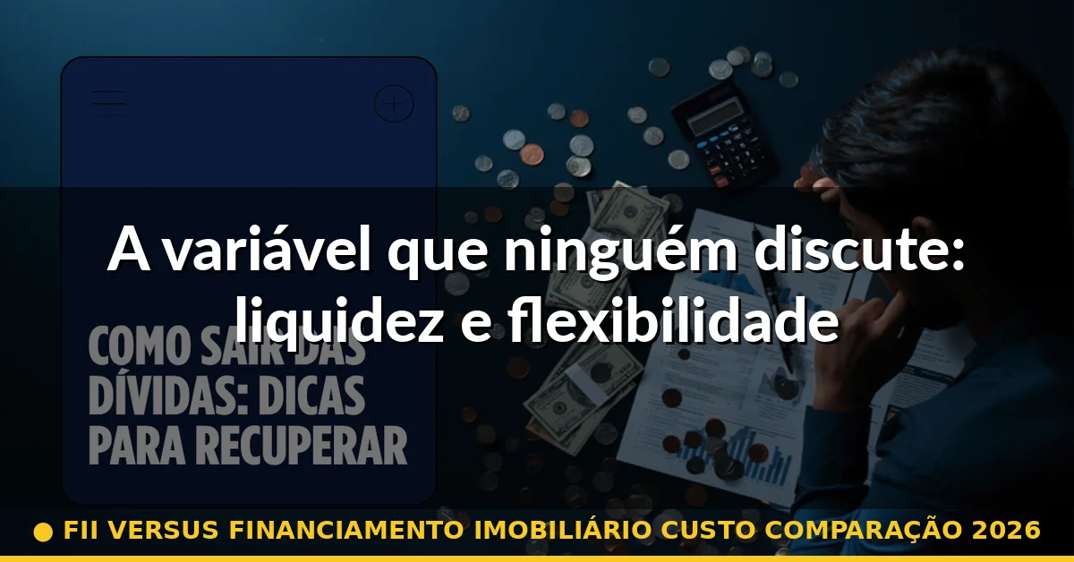 A variável que ninguém discute: liquidez e flexibilidade — fii versus financiamento imobiliário custo comparação 2026