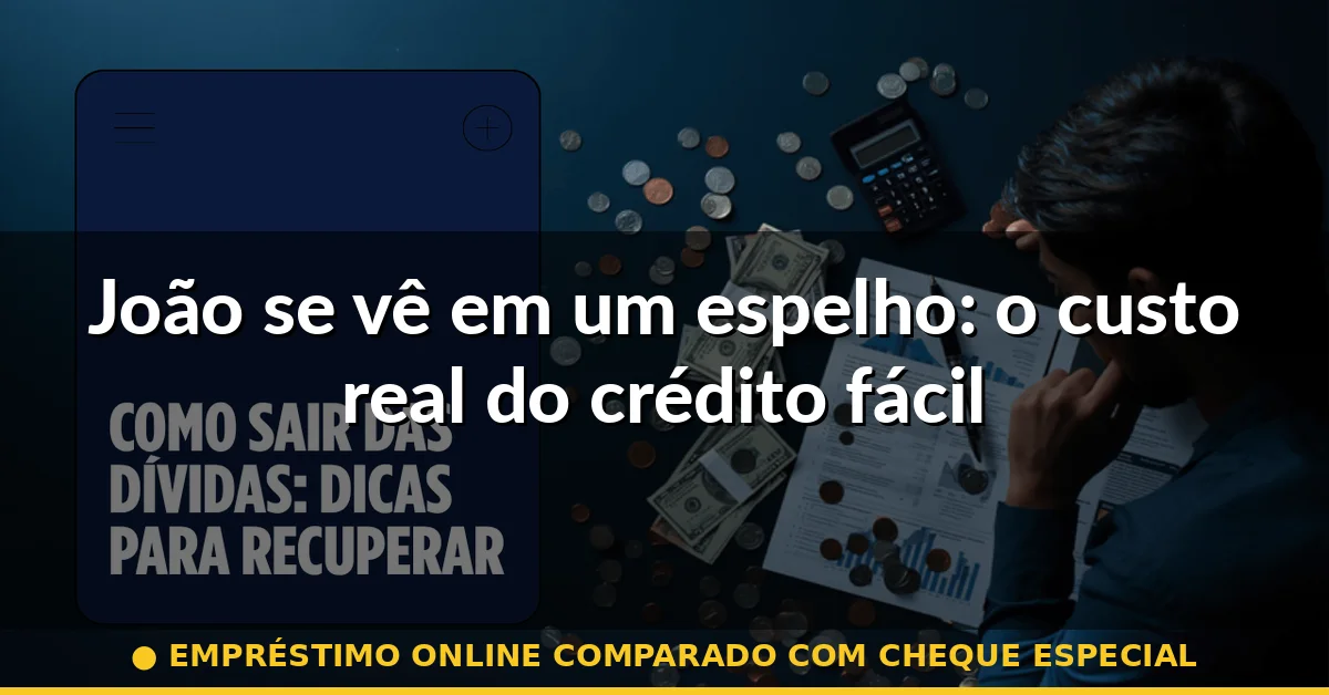 João se vê em um espelho: o custo real do crédito fácil — empréstimo online comparado com cheque especial