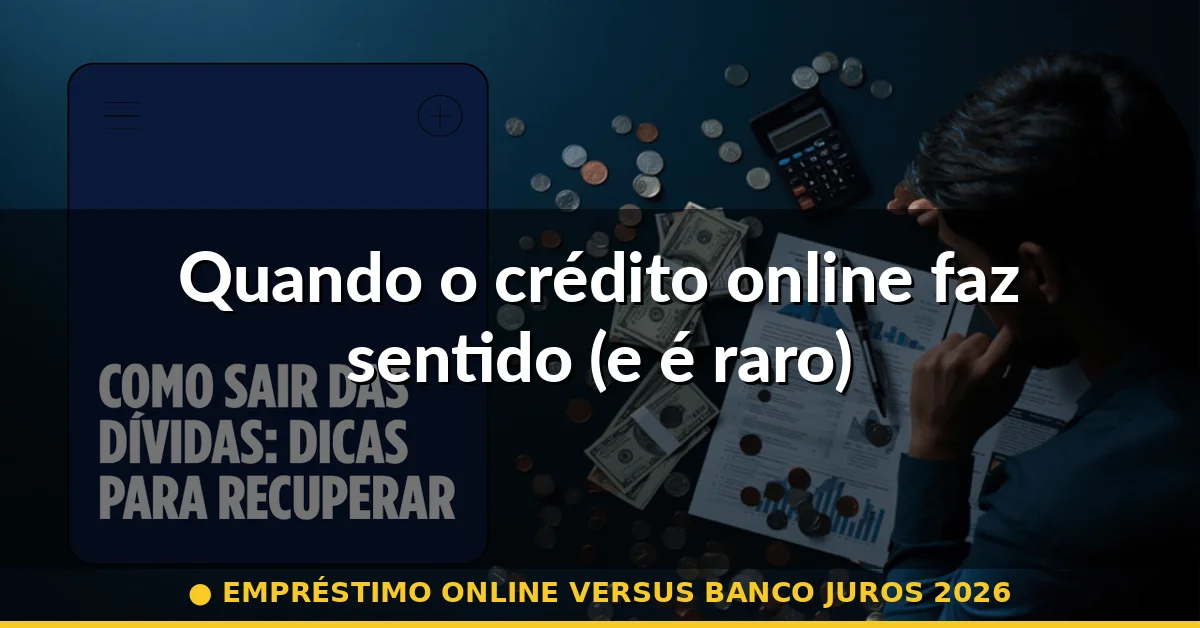 Quando o crédito online faz sentido (e é raro) — empréstimo online versus banco juros 2026