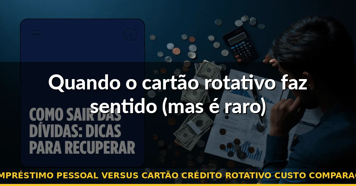 Quando o cartão rotativo faz sentido (mas é raro) — empréstimo pessoal versus cartão crédito rotativo custo comparação