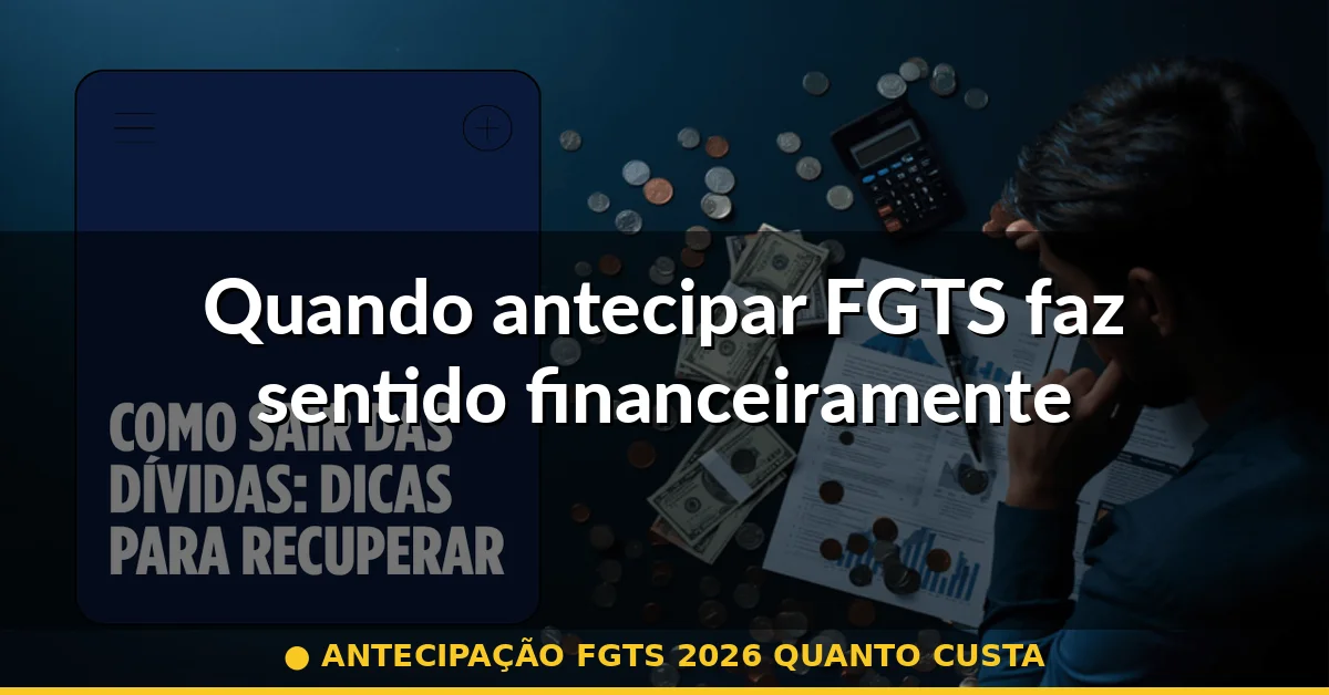 Quando antecipar FGTS faz sentido financeiramente — antecipação fgts 2026 quanto custa