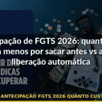 antecipação fgts 2026 quanto custa — Guia completo 2026